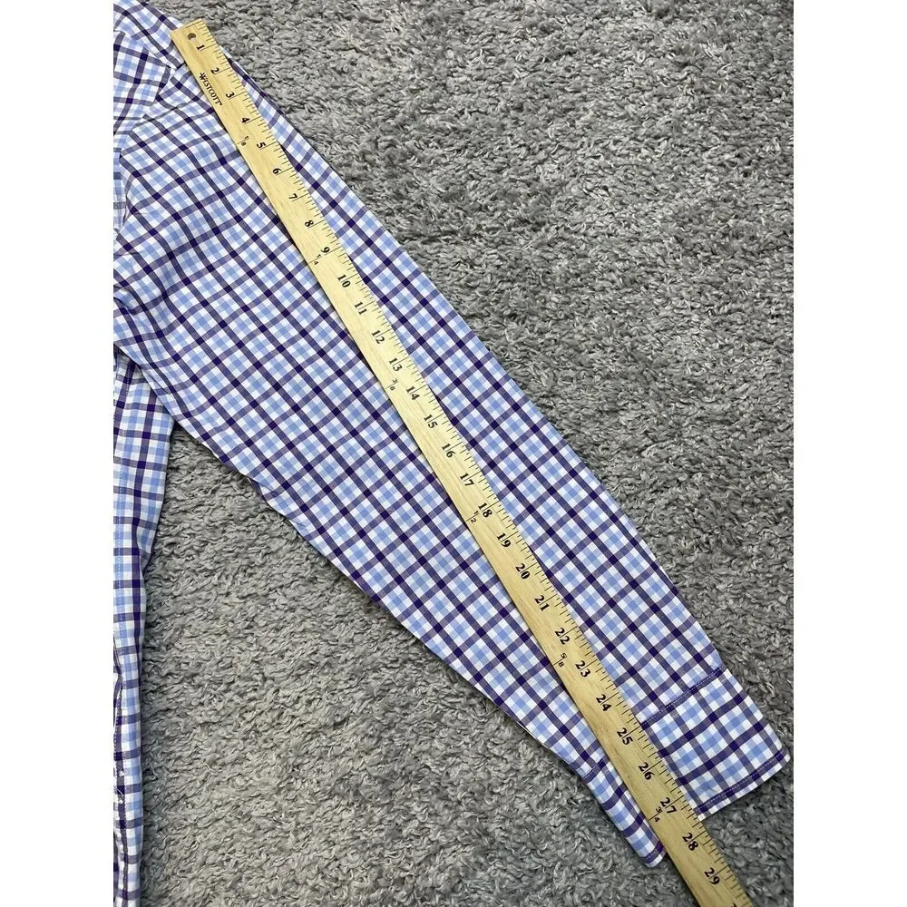 J.Crew Men Purple‎ Blue Checked L/S Slim Button Down 100% Cotton Shirt size XL